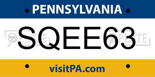 SQEE63 Pennsylvania License Plate
