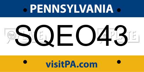 SQEO43 Pennsylvania License Plate