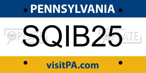 SQIB25 Pennsylvania License Plate