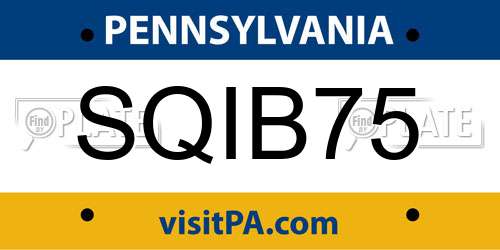 SQIB75 Pennsylvania License Plate