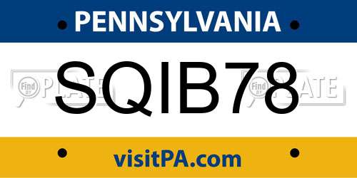 SQIB78 Pennsylvania License Plate