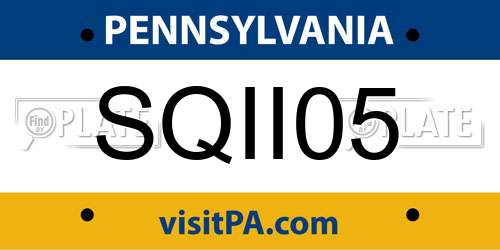 SQII05 Pennsylvania License Plate