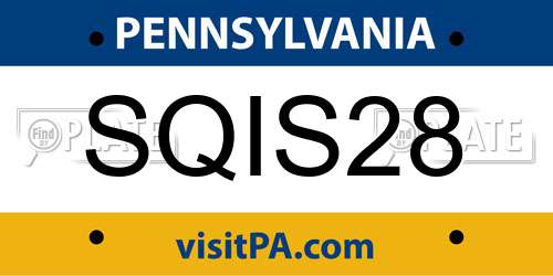 SQIS28 Pennsylvania License Plate