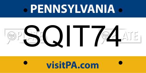 SQIT74 Pennsylvania License Plate