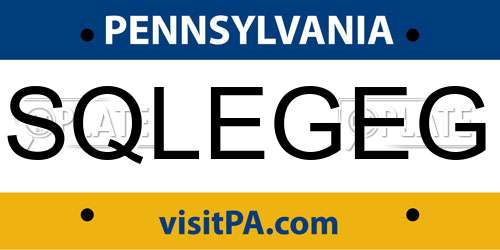 SQLEGEG Pennsylvania License Plate
