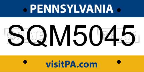 SQM5045 Pennsylvania License Plate