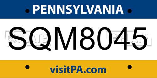 SQM8045 Pennsylvania License Plate