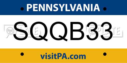 SQQB33 Pennsylvania License Plate
