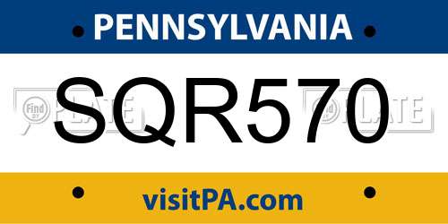 SQR570 Pennsylvania License Plate