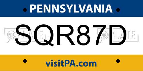 SQR87D Pennsylvania License Plate
