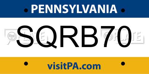 SQRB70 Pennsylvania License Plate