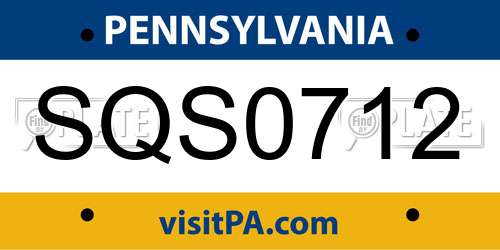 SQS0712 Pennsylvania License Plate