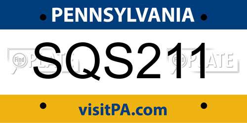 SQS211 Pennsylvania License Plate