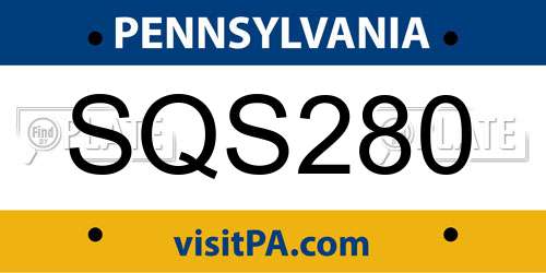 SQS280 Pennsylvania License Plate