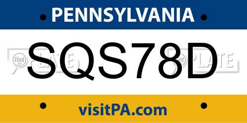 SQS78D Pennsylvania License Plate