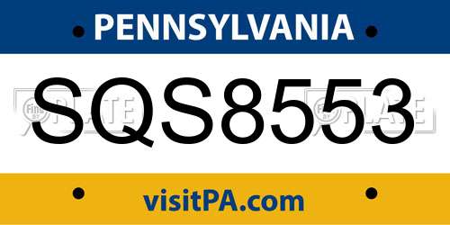 SQS8553 Pennsylvania License Plate