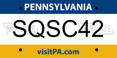 SQSC42 Pennsylvania License Plate