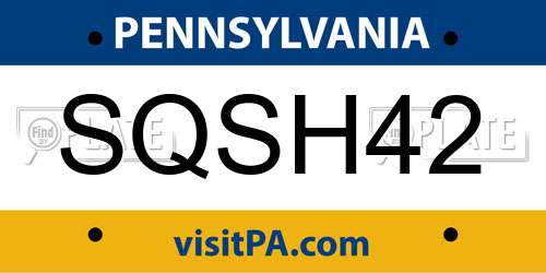 SQSH42 Pennsylvania License Plate