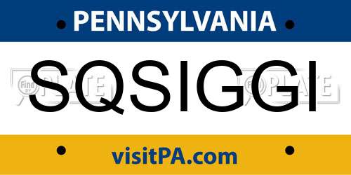 SQSIGGI Pennsylvania License Plate