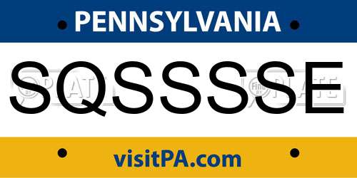 SQSSSSE Pennsylvania License Plate