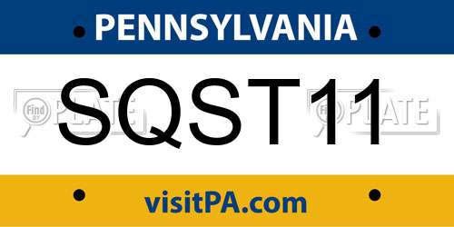 SQST11 Pennsylvania License Plate