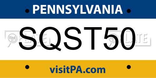 SQST50 Pennsylvania License Plate