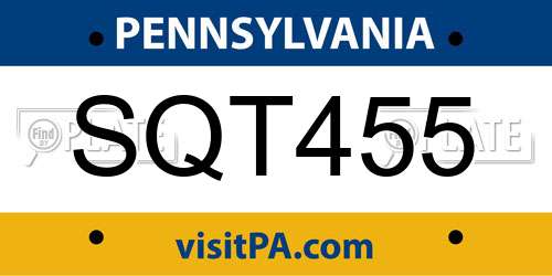 SQT455 Pennsylvania License Plate