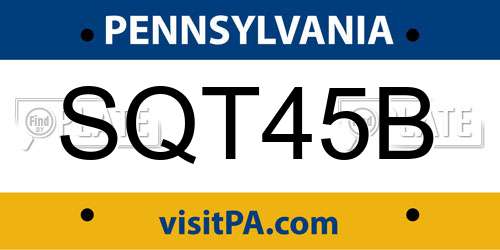 SQT45B Pennsylvania License Plate