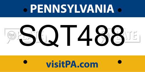 SQT488 Pennsylvania License Plate