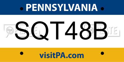 SQT48B Pennsylvania License Plate