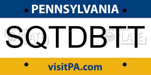 SQTDBTT Pennsylvania License Plate