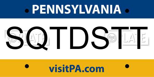 SQTDSTT Pennsylvania License Plate