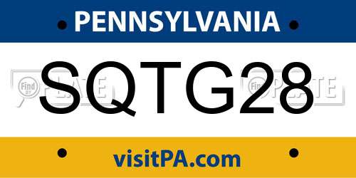SQTG28 Pennsylvania License Plate