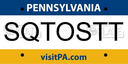 SQTOSTT Pennsylvania License Plate