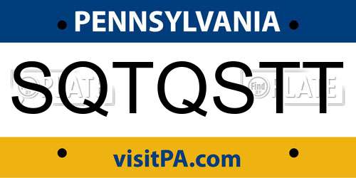 SQTQSTT Pennsylvania License Plate
