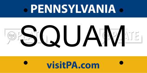 SQUAM Pennsylvania License Plate
