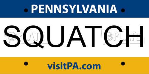 SQUATCH Pennsylvania License Plate