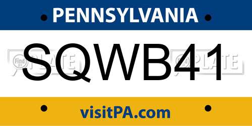 SQWB41 Pennsylvania License Plate