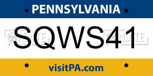 SQWS41 Pennsylvania License Plate