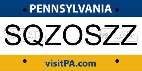 SQZOSZZ Pennsylvania License Plate