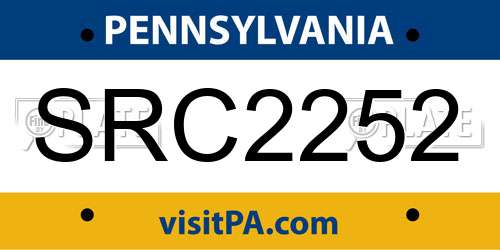 SRC2252 Pennsylvania License Plate
