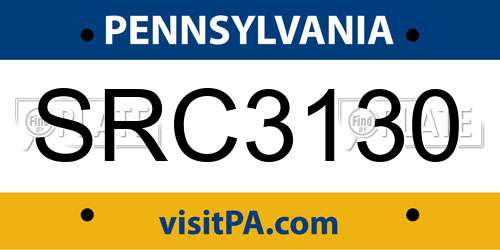 SRC3130 Pennsylvania License Plate
