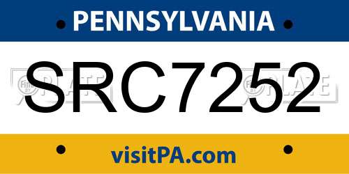 SRC7252 Pennsylvania License Plate