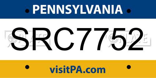 SRC7752 Pennsylvania License Plate