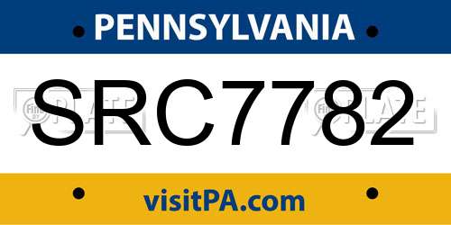 SRC7782 Pennsylvania License Plate
