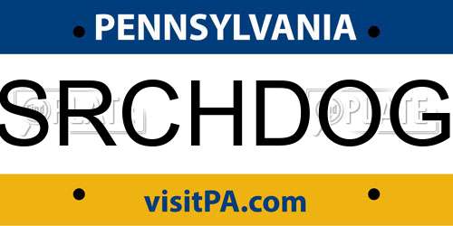 SRCHDOG Pennsylvania License Plate