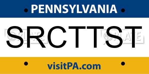SRCTTST Pennsylvania License Plate