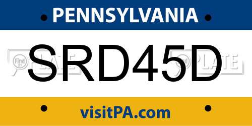 SRD45D Pennsylvania License Plate
