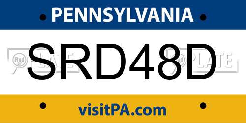 SRD48D Pennsylvania License Plate
