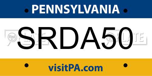 SRDA50 Pennsylvania License Plate
